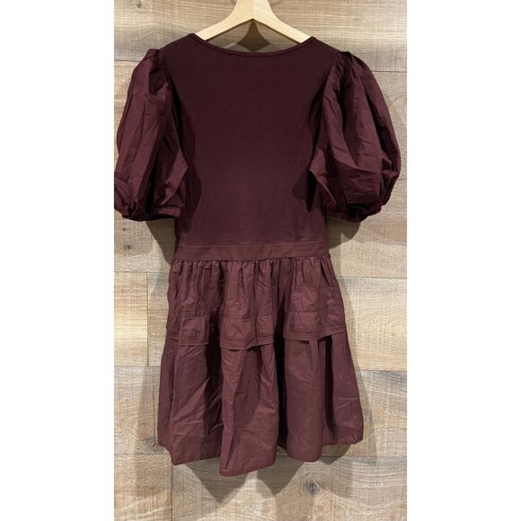 NEW ULLA JOHNSON Tilda Bordeaux Mixed Media Mini dress SIZE S - Picture 8 of 10